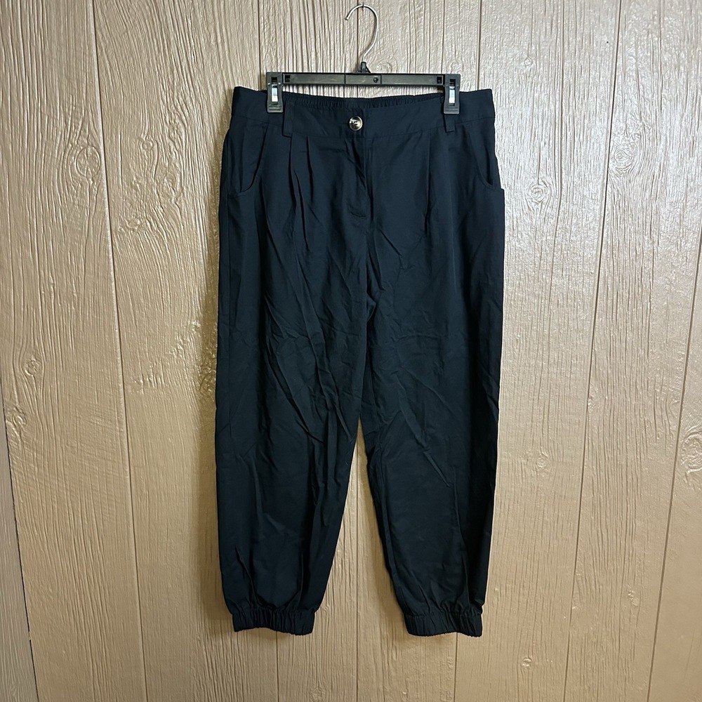 NWT Halara Mid Rise Casual Joggers Black Size L Pockets 100% Cotton Lightweight